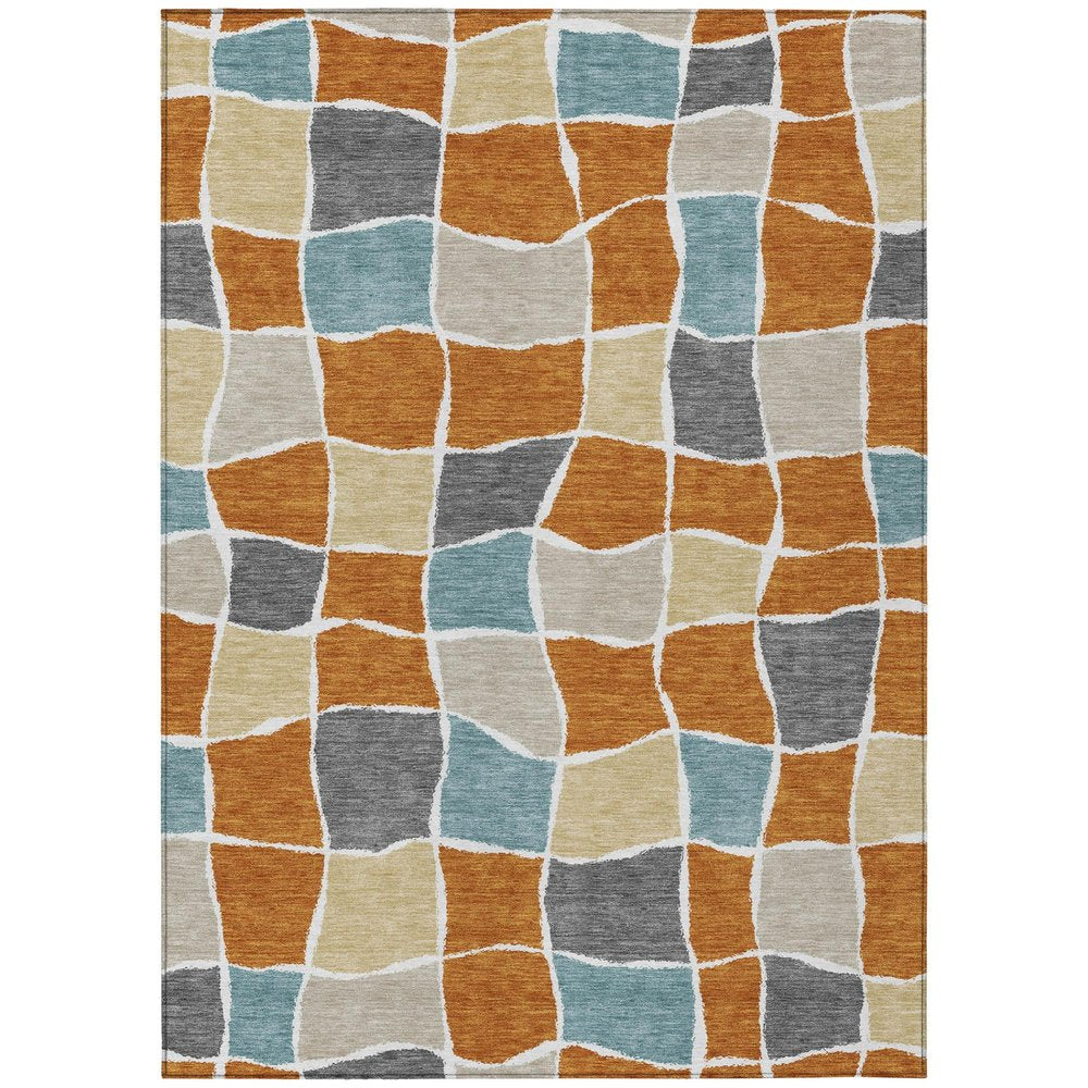 3' X 5' Orange And Graphite Geometric Washable Indoor Outdoor Area Rug HomeRoots