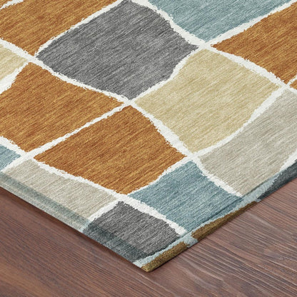 8' X 10' Orange And Graphite Geometric Washable Indoor Outdoor Area Rug HomeRoots