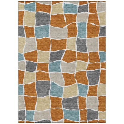 9' X 12' Orange And Graphite Geometric Washable Indoor Outdoor Area Rug HomeRoots