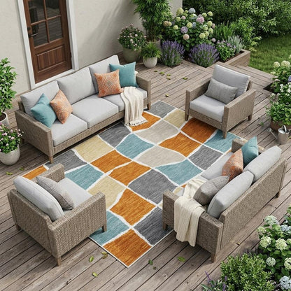 10' X 14' Orange And Graphite Geometric Washable Indoor Outdoor Area Rug HomeRoots