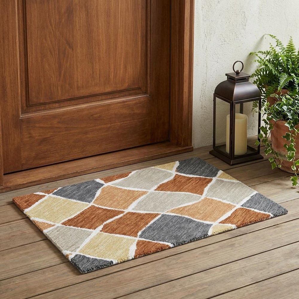 3' X 5' Orange And Beige Geometric Washable Indoor Outdoor Area Rug HomeRoots
