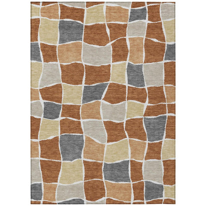 3' X 5' Orange And Beige Geometric Washable Indoor Outdoor Area Rug HomeRoots