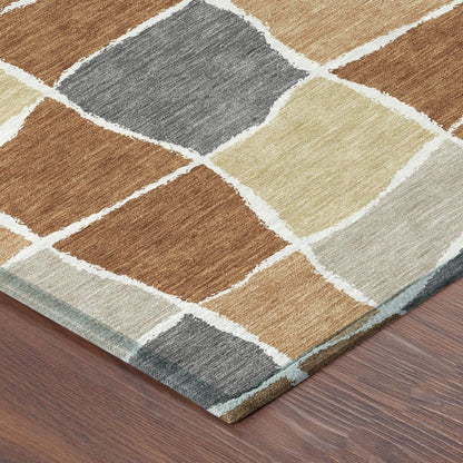 3' X 5' Orange And Beige Geometric Washable Indoor Outdoor Area Rug HomeRoots