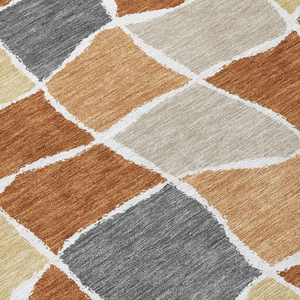 3' X 5' Orange And Beige Geometric Washable Indoor Outdoor Area Rug HomeRoots