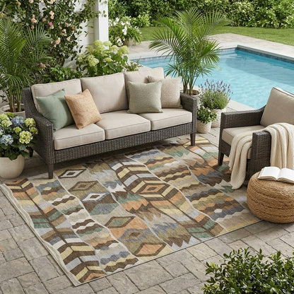 5' X 8' Chocolate And Brown Geometric Washable Indoor Outdoor Area Rug HomeRoots