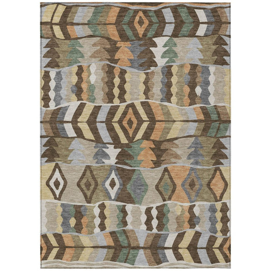 9' X 12' Chocolate And Brown Geometric Washable Indoor Outdoor Area Rug HomeRoots