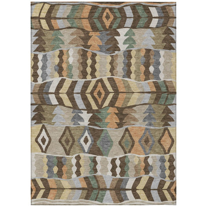 10' X 14' Chocolate And Brown Geometric Washable Indoor Outdoor Area Rug HomeRoots