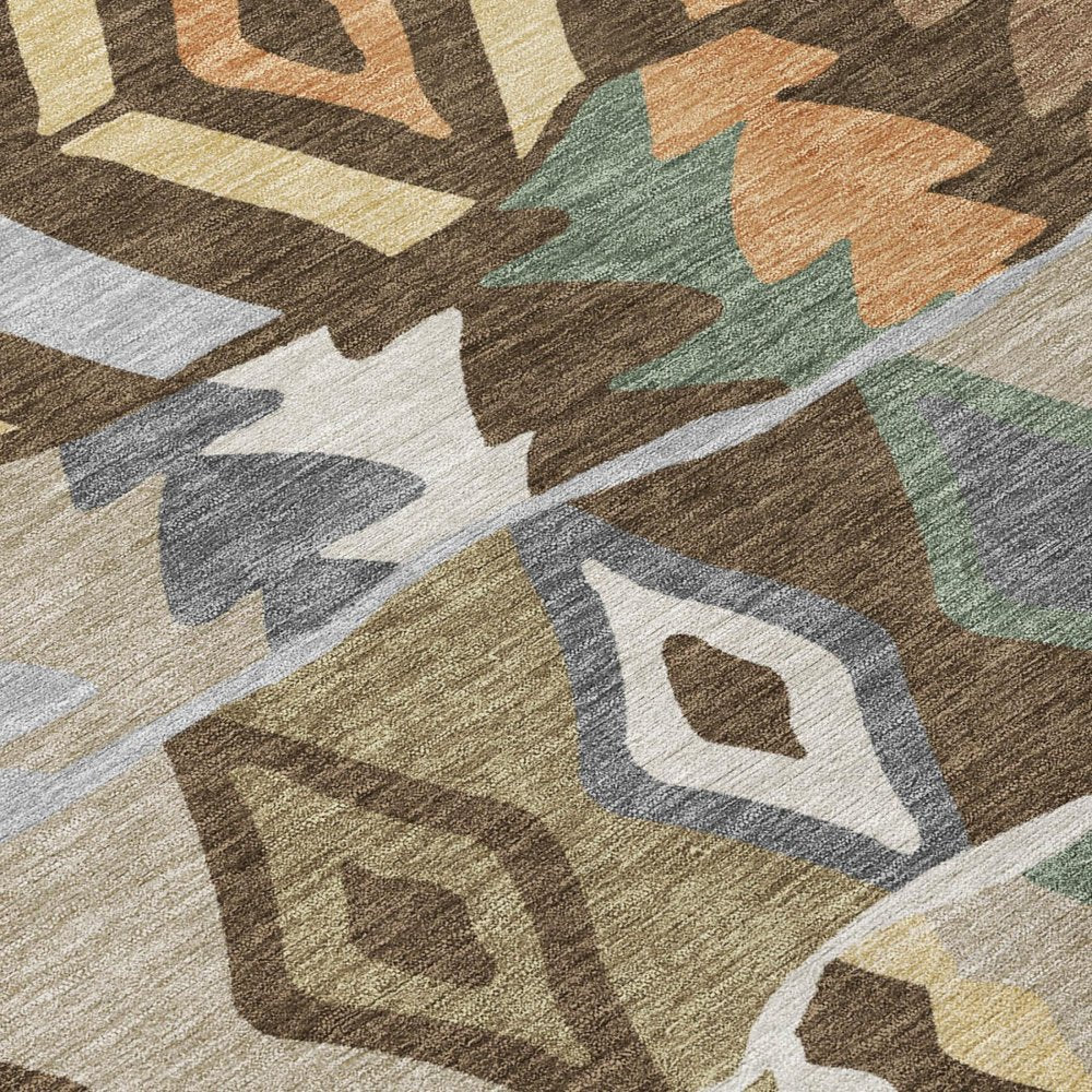 10' X 14' Chocolate And Brown Geometric Washable Indoor Outdoor Area Rug HomeRoots