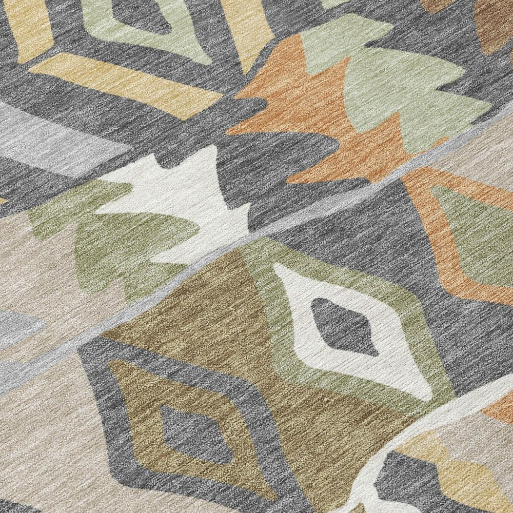 5' X 8' Gray And Graphite Geometric Washable Indoor Outdoor Area Rug HomeRoots