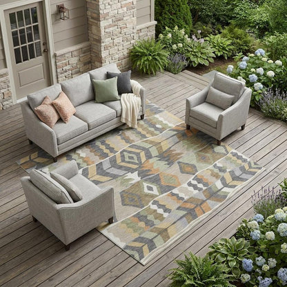 8' X 10' Gray And Graphite Geometric Washable Indoor Outdoor Area Rug HomeRoots
