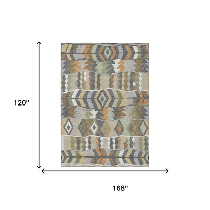 10' X 14' Gray And Graphite Geometric Washable Indoor Outdoor Area Rug HomeRoots