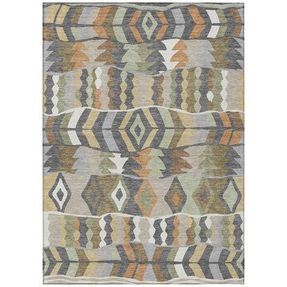 10' X 14' Gray And Graphite Geometric Washable Indoor Outdoor Area Rug HomeRoots