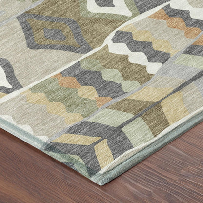 10' X 14' Gray And Graphite Geometric Washable Indoor Outdoor Area Rug