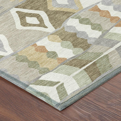 8' X 10' Ivory And Silver Geometric Washable Indoor Outdoor Area Rug HomeRoots