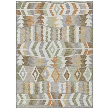9' X 12' Ivory And Silver Geometric Washable Indoor Outdoor Area Rug HomeRoots