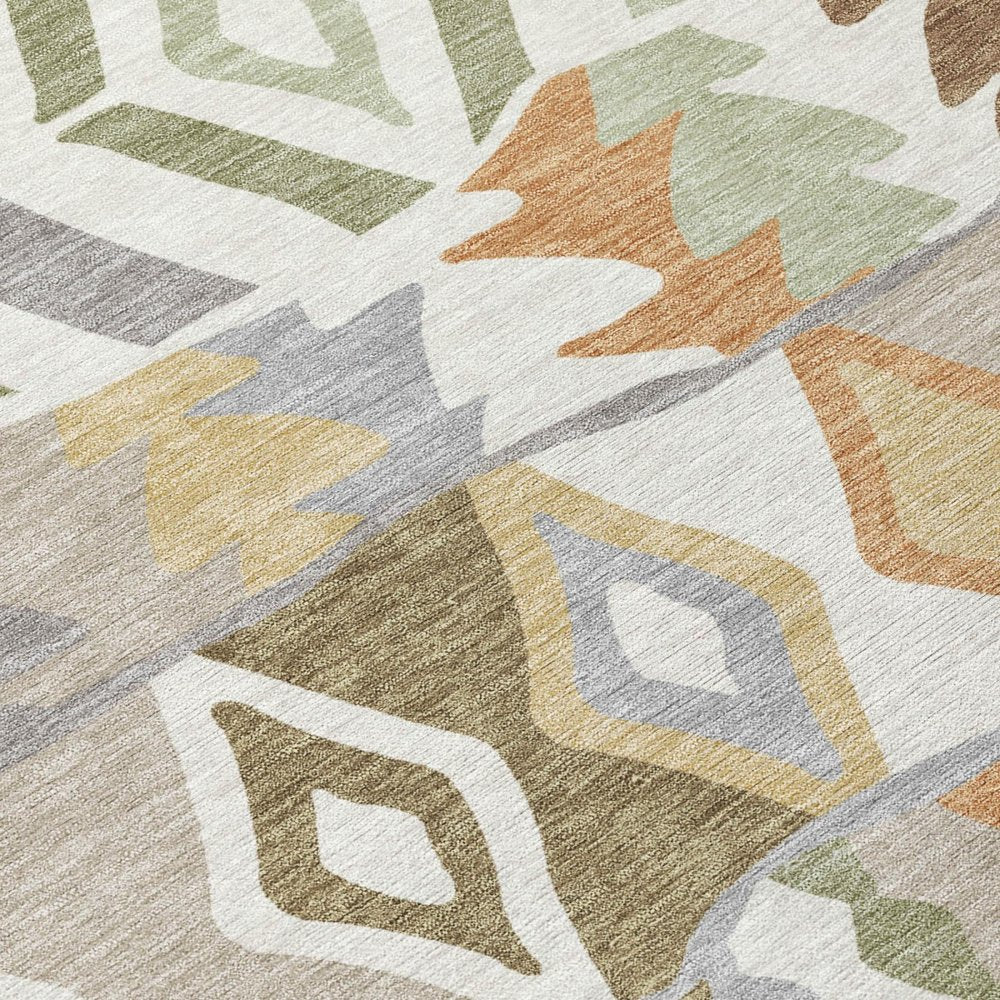 9' X 12' Ivory And Silver Geometric Washable Indoor Outdoor Area Rug HomeRoots