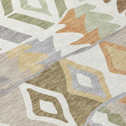 9' X 12' Ivory And Silver Geometric Washable Indoor Outdoor Area Rug HomeRoots