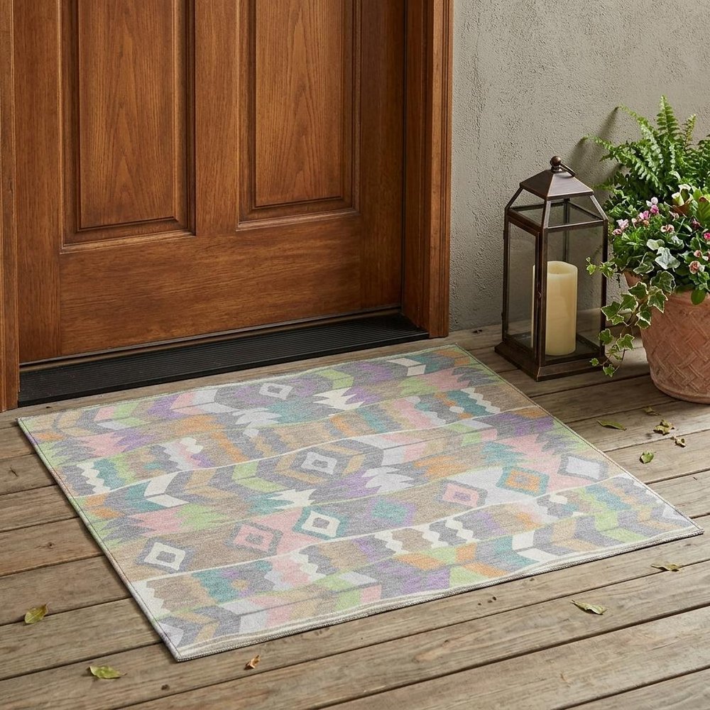 3' X 5' Pewter And Gray Geometric Washable Indoor Outdoor Area Rug HomeRoots