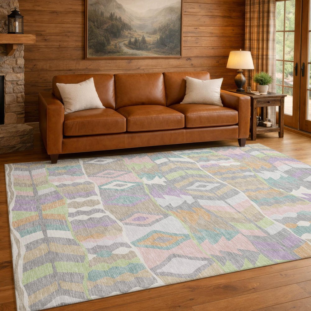 8' X 10' Pewter And Gray Geometric Washable Indoor Outdoor Area Rug HomeRoots