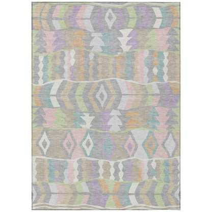 9' X 12' Pewter And Gray Geometric Washable Indoor Outdoor Area Rug HomeRoots
