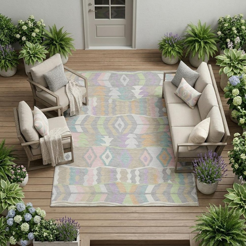 10' X 14' Pewter And Gray Geometric Washable Indoor Outdoor Area Rug HomeRoots
