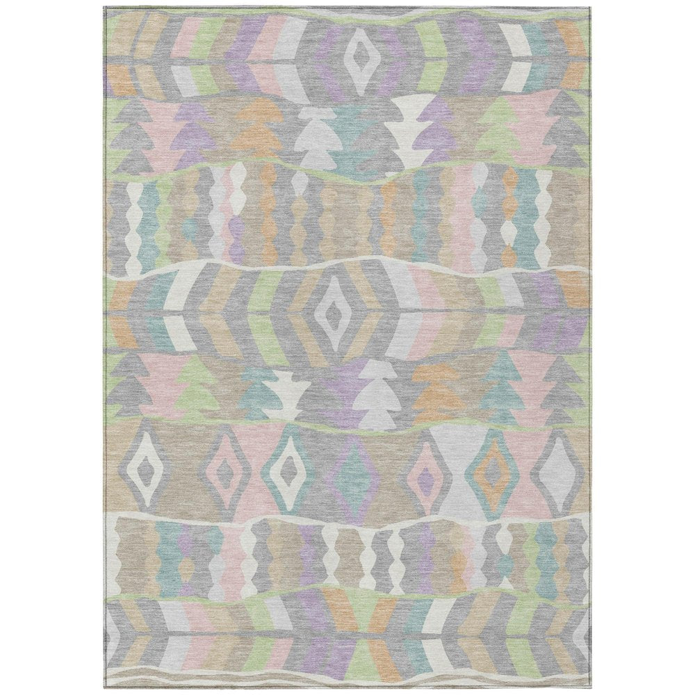 10' X 14' Pewter And Gray Geometric Washable Indoor Outdoor Area Rug HomeRoots