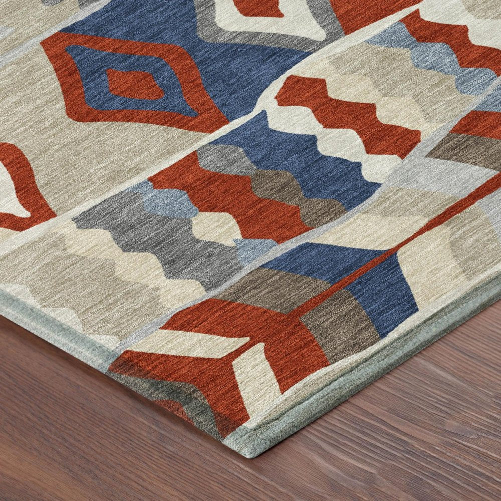 8' X 10' Red And Beige Geometric Washable Indoor Outdoor Area Rug HomeRoots