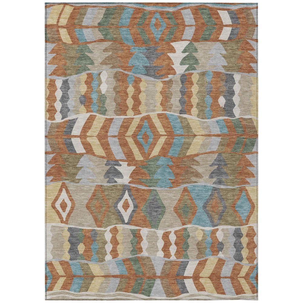 3' X 5' Rust And Orange Geometric Washable Indoor Outdoor Area Rug HomeRoots