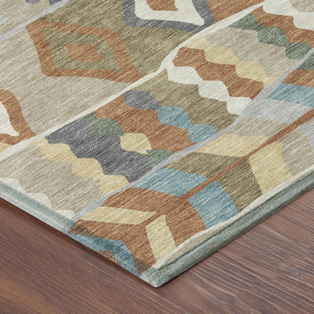5' X 8' Rust And Orange Geometric Washable Indoor Outdoor Area Rug HomeRoots