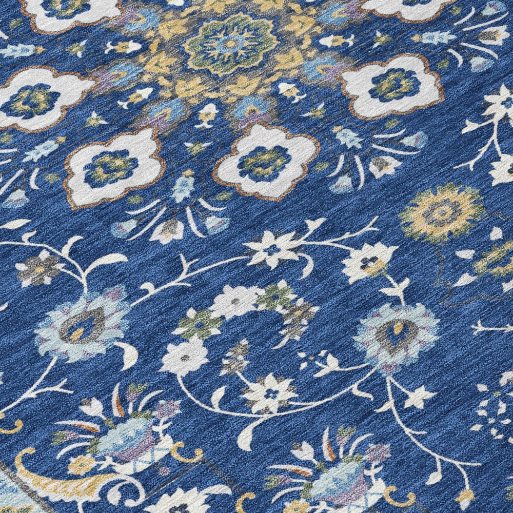 3' X 5' Blue And Silver Oriental Washable Indoor Outdoor Area Rug HomeRoots