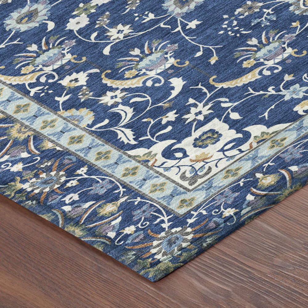 5' X 8' Blue And Silver Oriental Washable Indoor Outdoor Area Rug HomeRoots