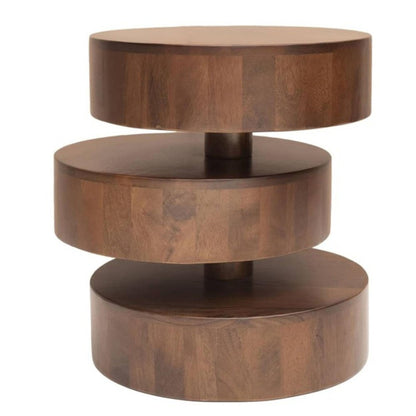 21" Brown Solid Wood Round Drum End Table HomeRoots