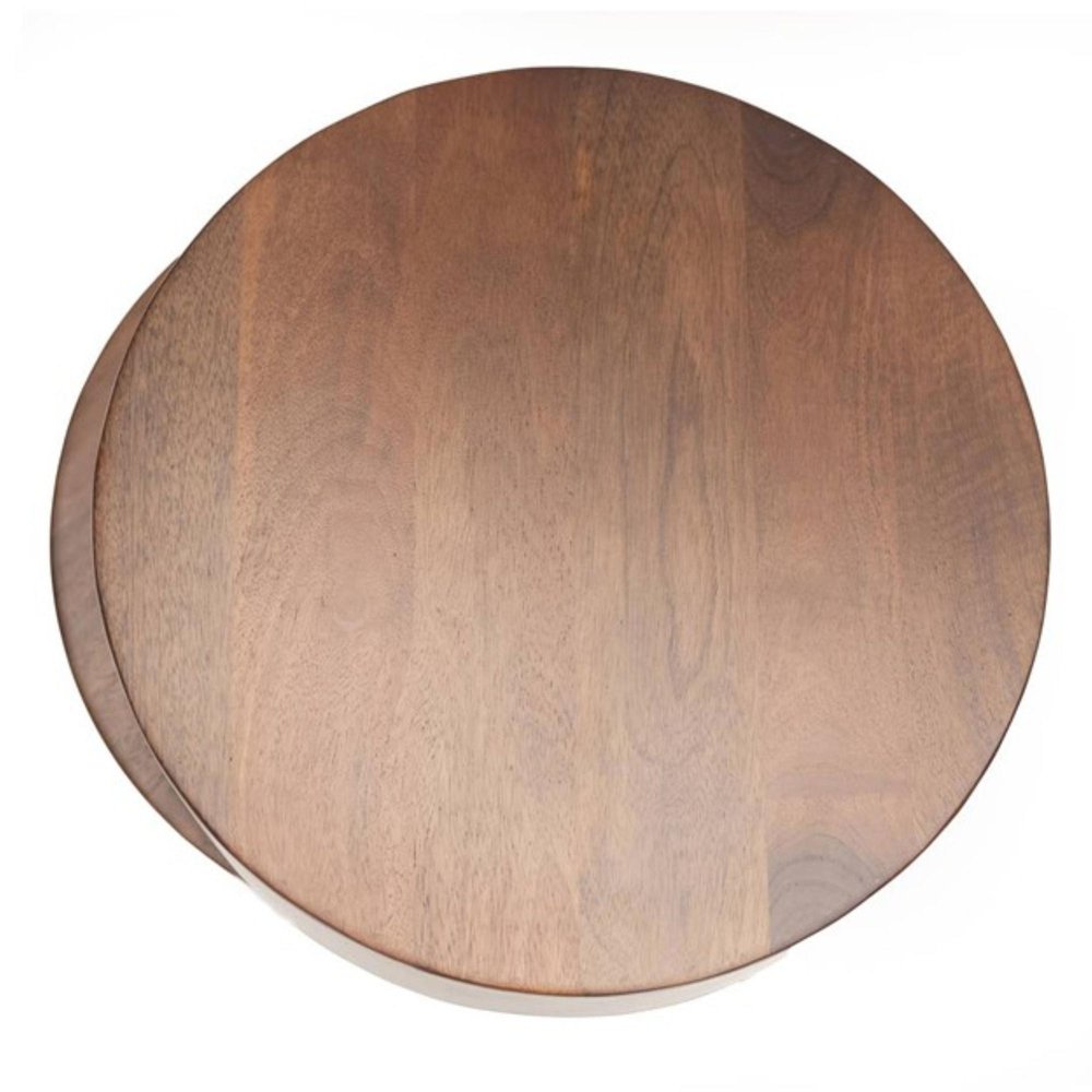 21" Brown Solid Wood Round Drum End Table HomeRoots