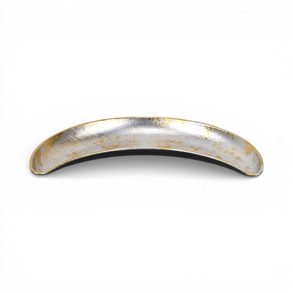 10" Silver And Gold Metal Handmade Crescent Trinket Tray HomeRoots