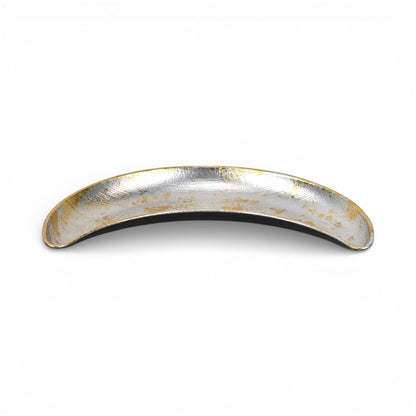 10" Silver And Gold Metal Handmade Crescent Trinket Tray HomeRoots