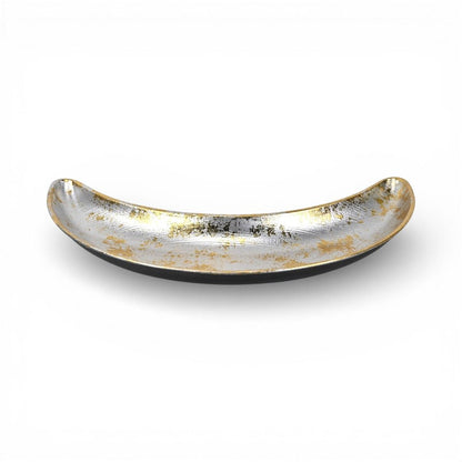 10" Silver And Gold Metal Handmade Crescent Trinket Tray HomeRoots