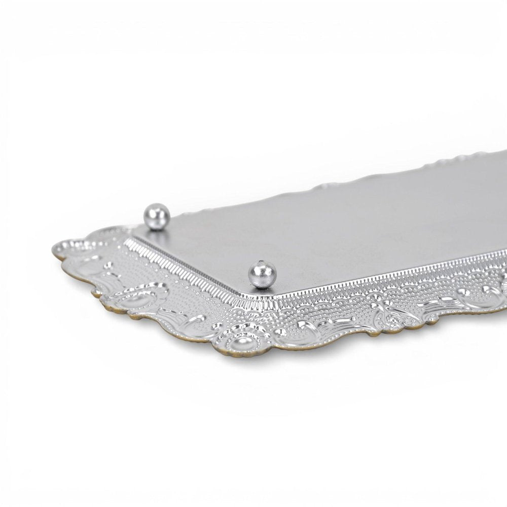 12" Blue Gray Silver And Gold Metal Handmade Trinket Tray — view 7
