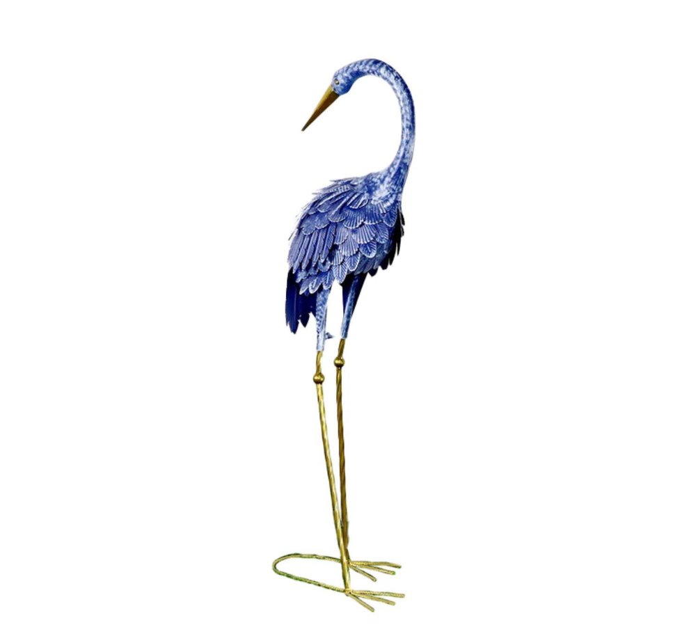34" Blue And Gold Metal Birds Garden Accents Accessories HomeRoots