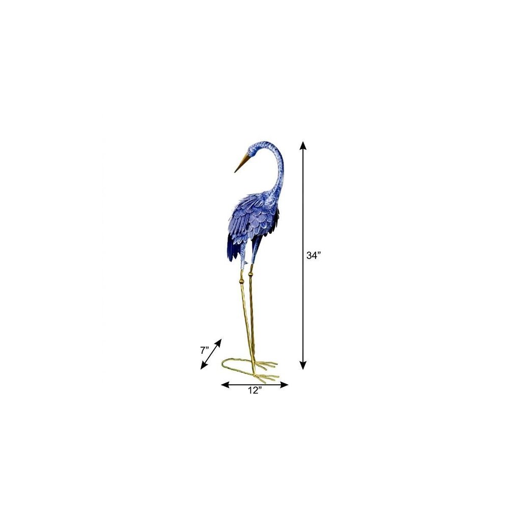 34" Blue And Gold Metal Birds Garden Accents Accessories — view 4