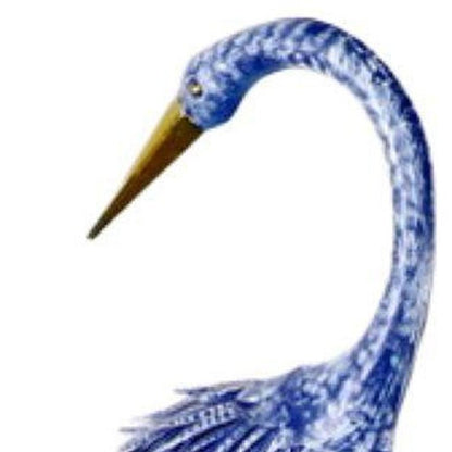 34" Blue And Gold Metal Birds Garden Accents Accessories HomeRoots