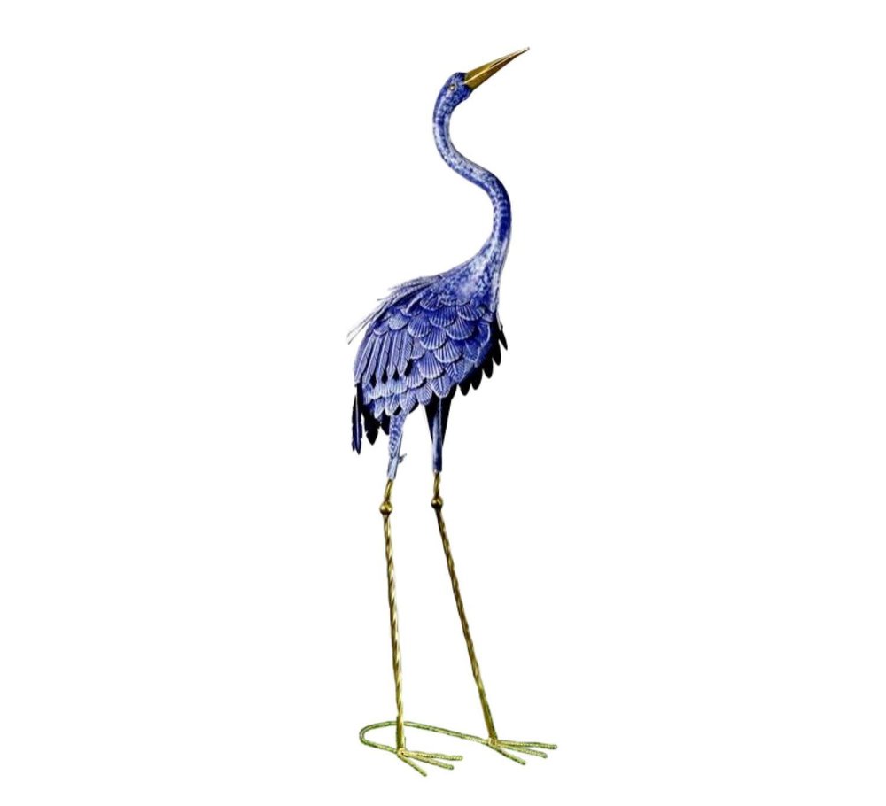 37" Blue And Gold Metal Birds Garden Accents Accessories HomeRoots