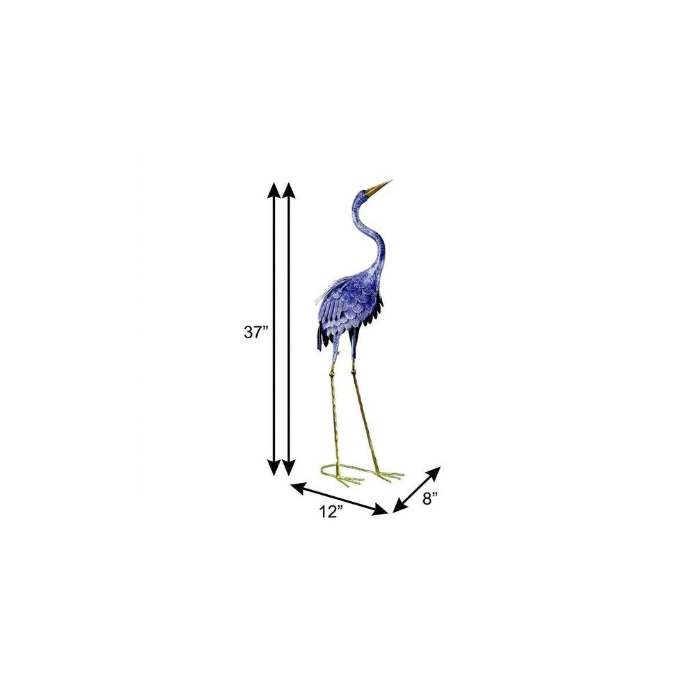 37" Blue And Gold Metal Birds Garden Accents Accessories HomeRoots