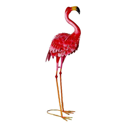 33" Pink Metal Flamingo Garden Accents Accessories HomeRoots