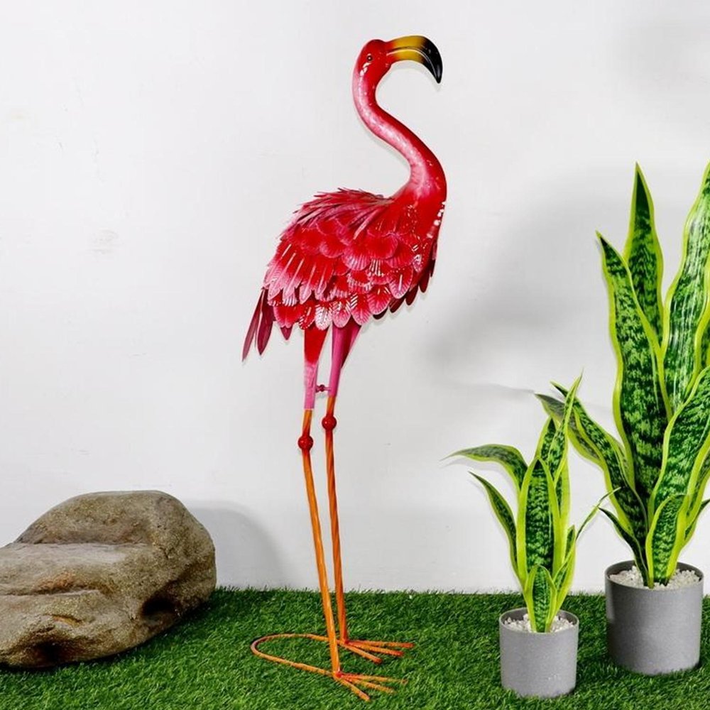 33" Pink Metal Flamingo Garden Accents Accessories — view 2