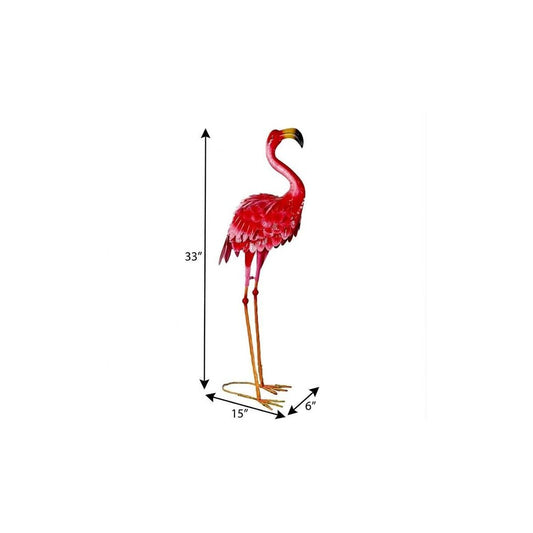 33" Pink Metal Flamingo Garden Accents Accessories
