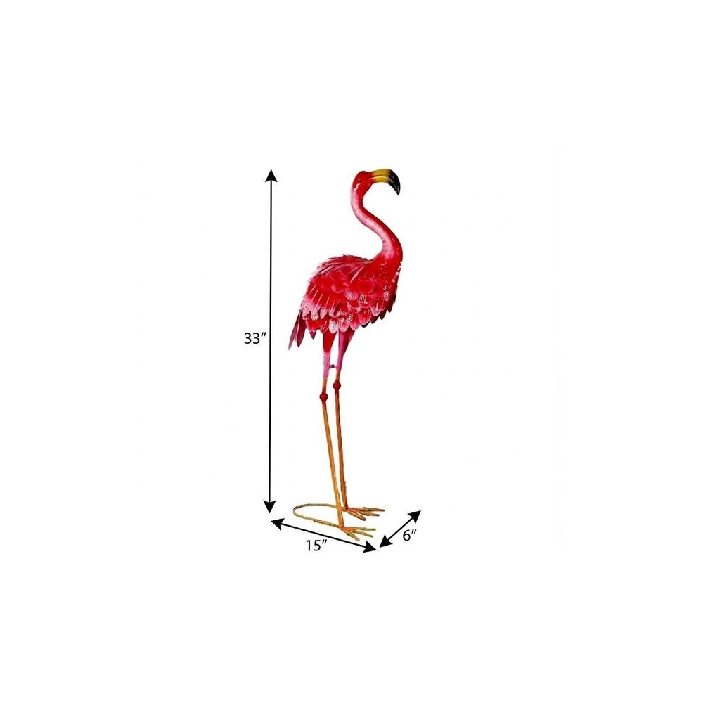 33" Pink Metal Flamingo Garden Accents Accessories HomeRoots