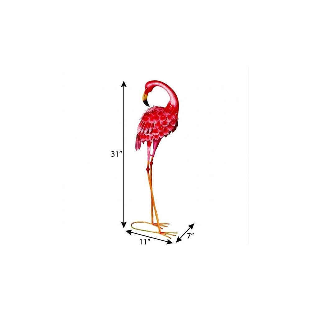 31" Pink Metal Flamingo Garden Accents Accessories — view 4