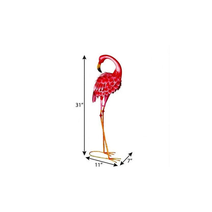 31" Pink Metal Flamingo Garden Accents Accessories HomeRoots