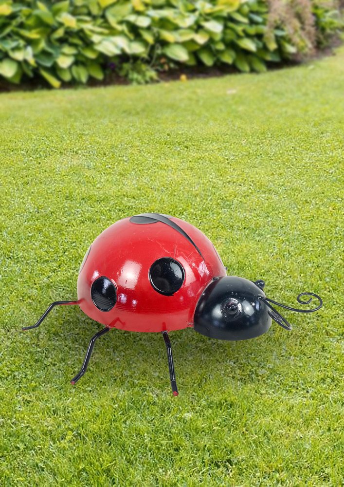 13" Red And Black Metal Insect Garden Accents Accessories HomeRoots