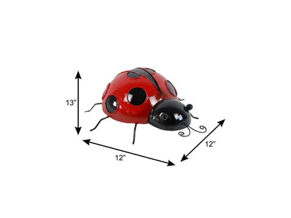13" Red And Black Metal Insect Garden Accents Accessories HomeRoots